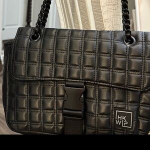 Black Quilted Crossbody Bag with Chain Strap